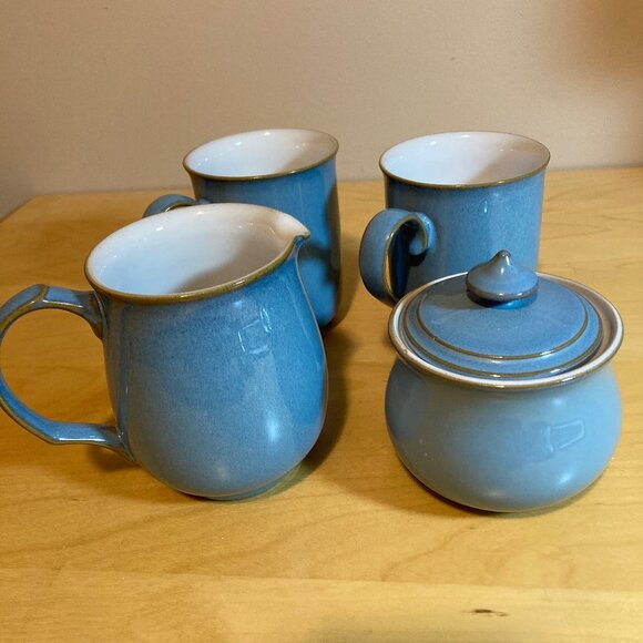 Denby Other - Denby Colonial Blue 2 Cups, Creamer, and Sugar Bowl